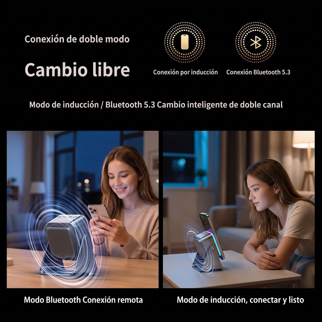New  Wireless Sensor Speaker Phone Holder Desktop Stand with Atmosphere RGB Light Multifunctional Stereo Sound Wireless Speakers