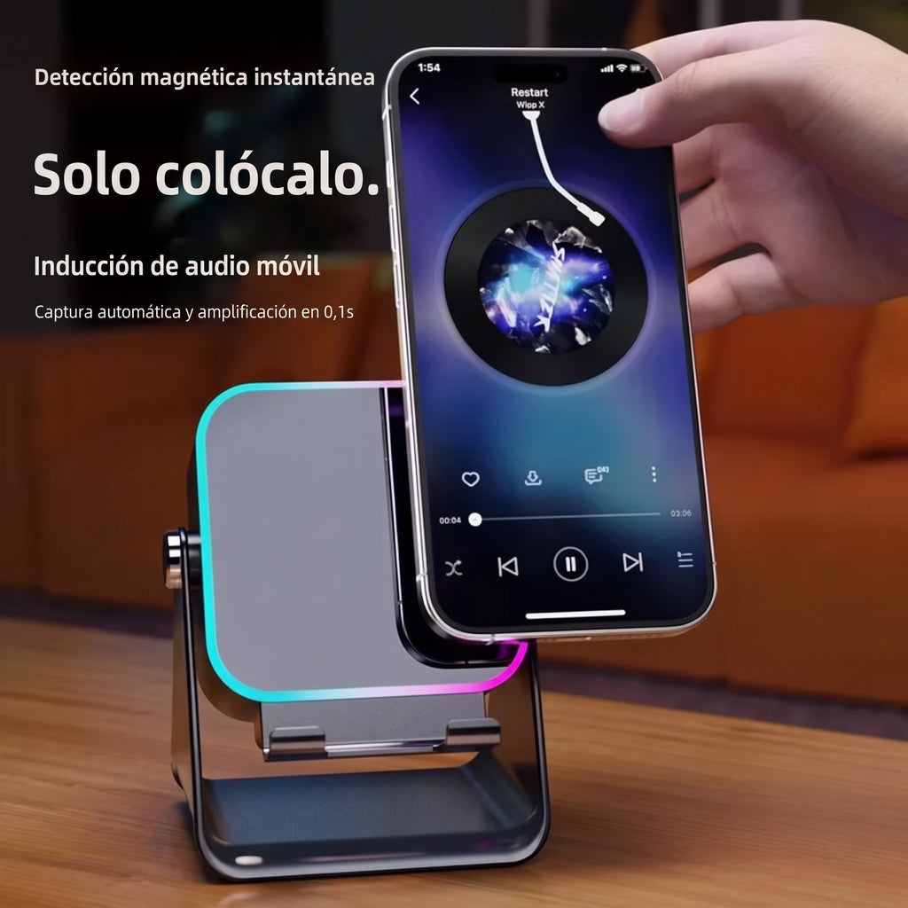 New  Wireless Sensor Speaker Phone Holder Desktop Stand with Atmosphere RGB Light Multifunctional Stereo Sound Wireless Speakers