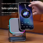 New  Wireless Sensor Speaker Phone Holder Desktop Stand with Atmosphere RGB Light Multifunctional Stereo Sound Wireless Speakers